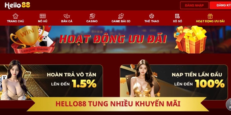 Khuyến mãi có 1 0 2 của nhà cái Hello88
